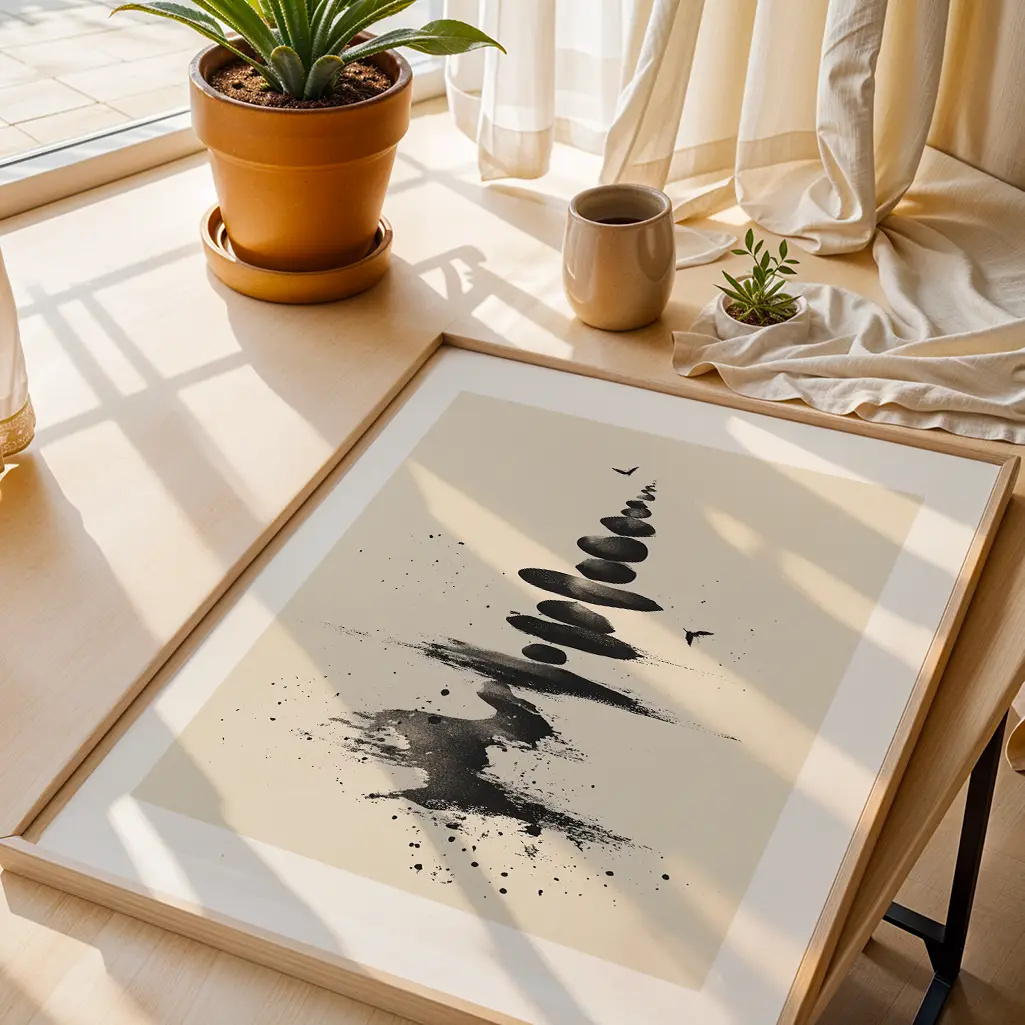 Riverbed's Cairn Unalome Print — Unalome zen art print poster