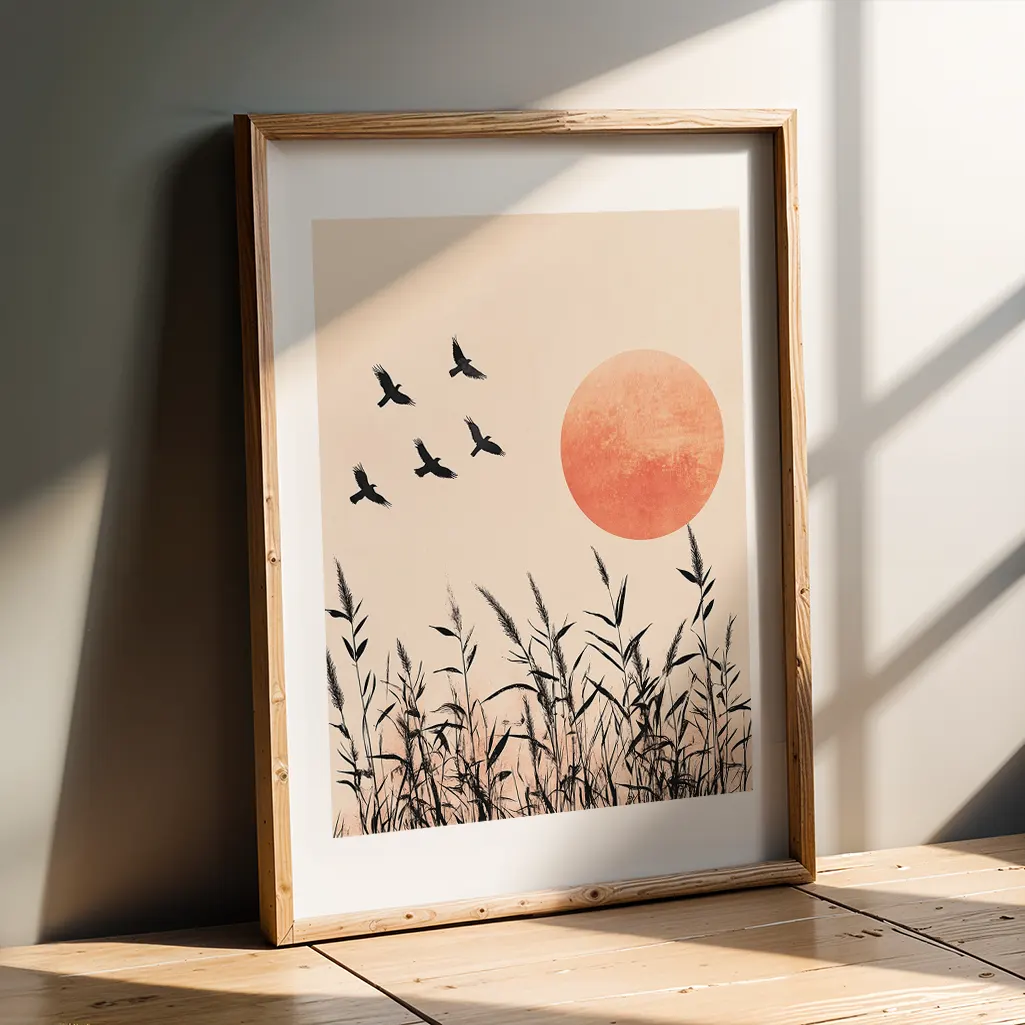 Amber Field Japandi Print — Japandi zen art print poster