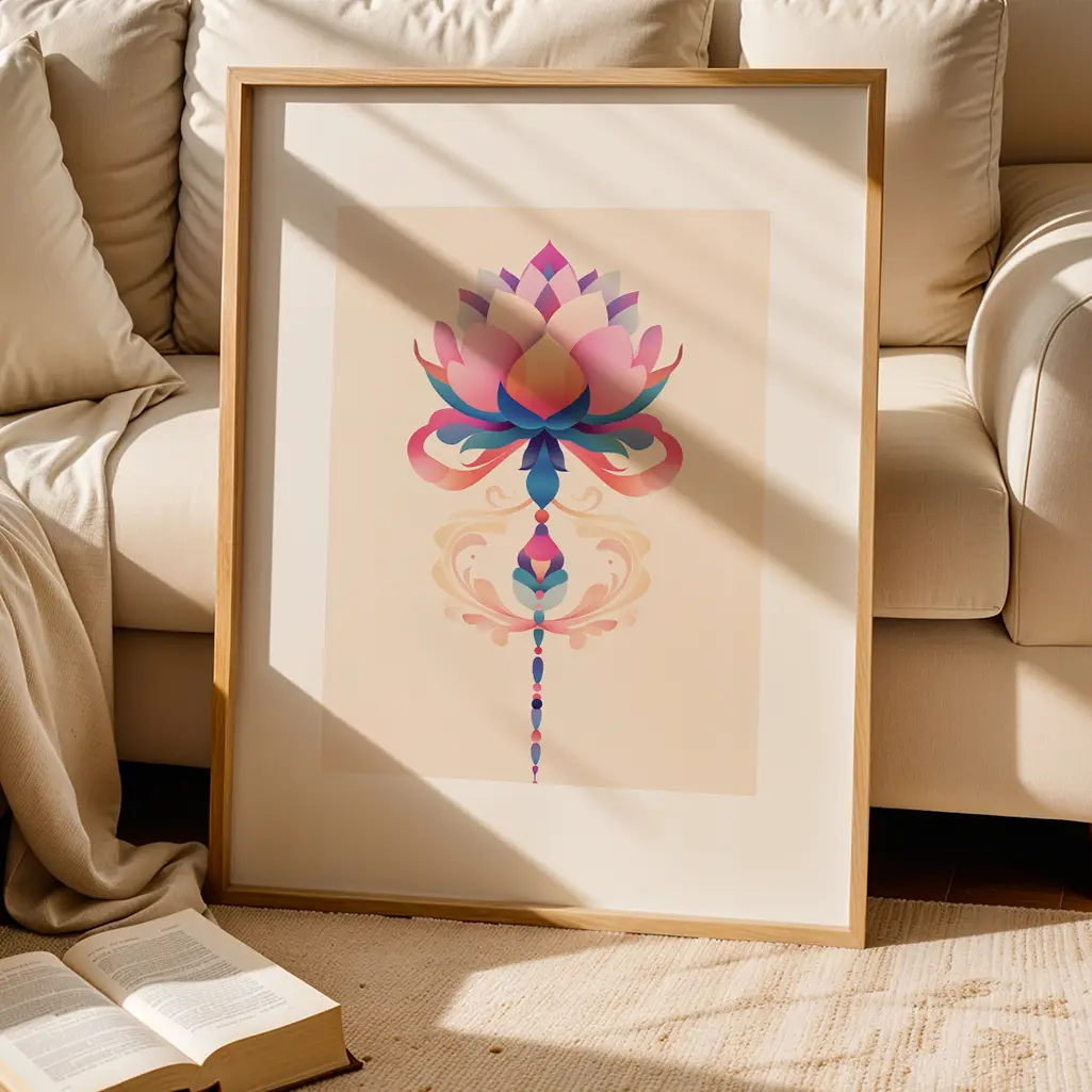 Vibrant Blossom Lotus Print — Lotus zen art print poster