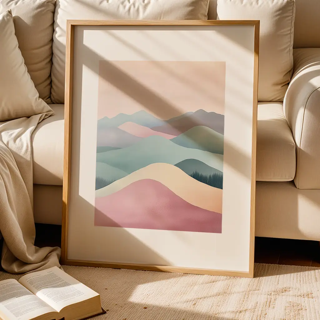 Misty Horizon Pastel Print — Pastel zen art print poster