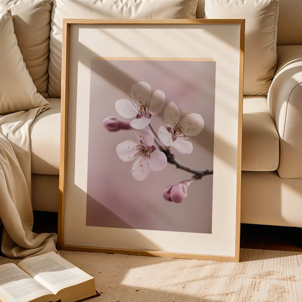 Blushing Cherry Blossom Botanical Print — Botanical zen art print poster