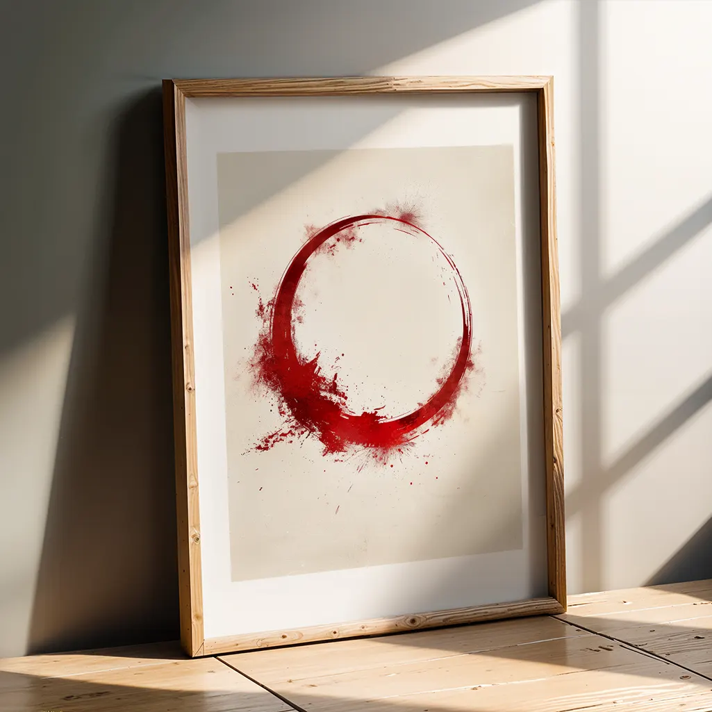 Crimson Horizon Ensō Print — Ensō zen art print poster
