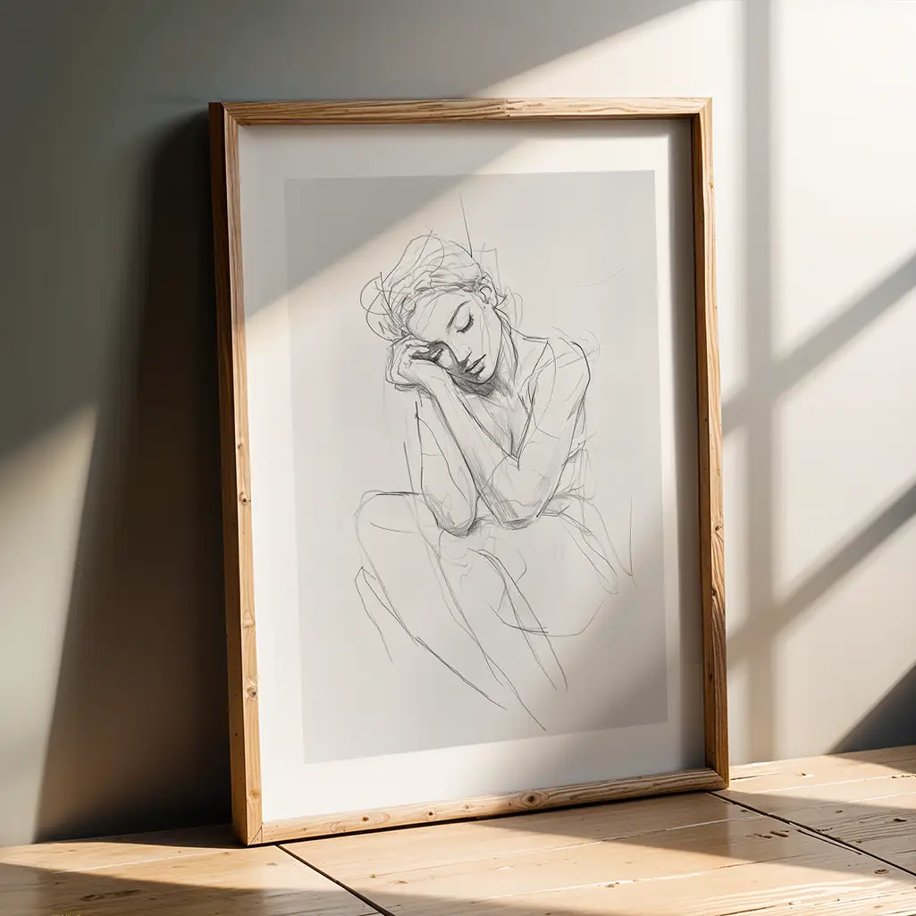 Resting Grace Sketches Print — Sketches zen art print poster
