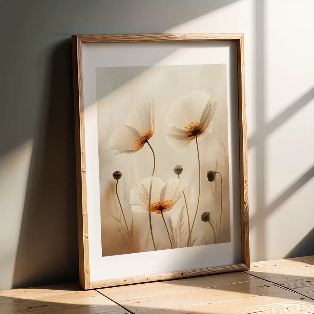 Whispering Poppies Botanical Print — Botanical zen art print poster