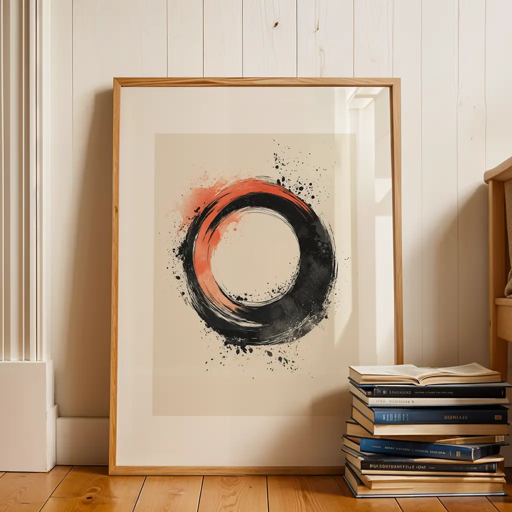 Crimson Vortex Ensō Print — Ensō zen art print poster