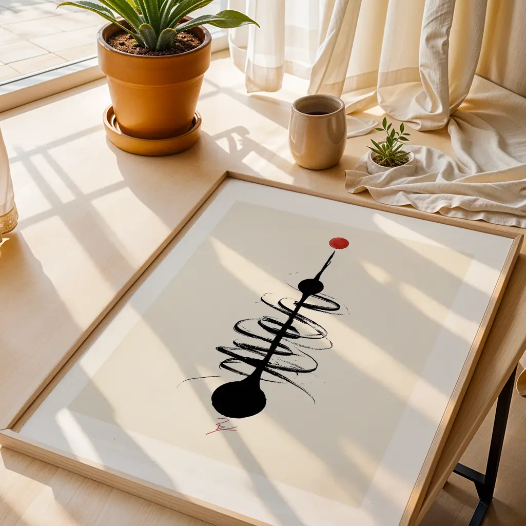 Celestial Ascent Sumi-e Unalome Print — Unalome zen art print poster
