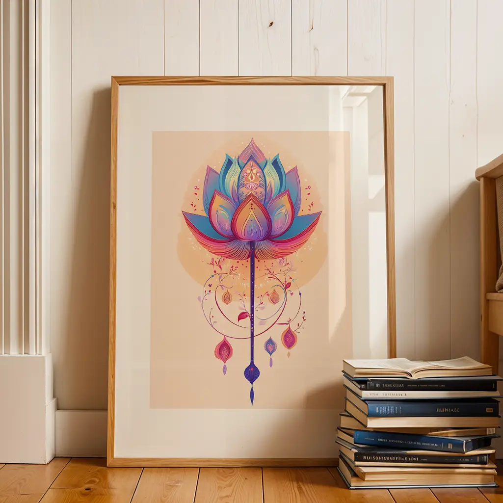 Vibrant Chakra Lotus Print — Lotus zen art print poster