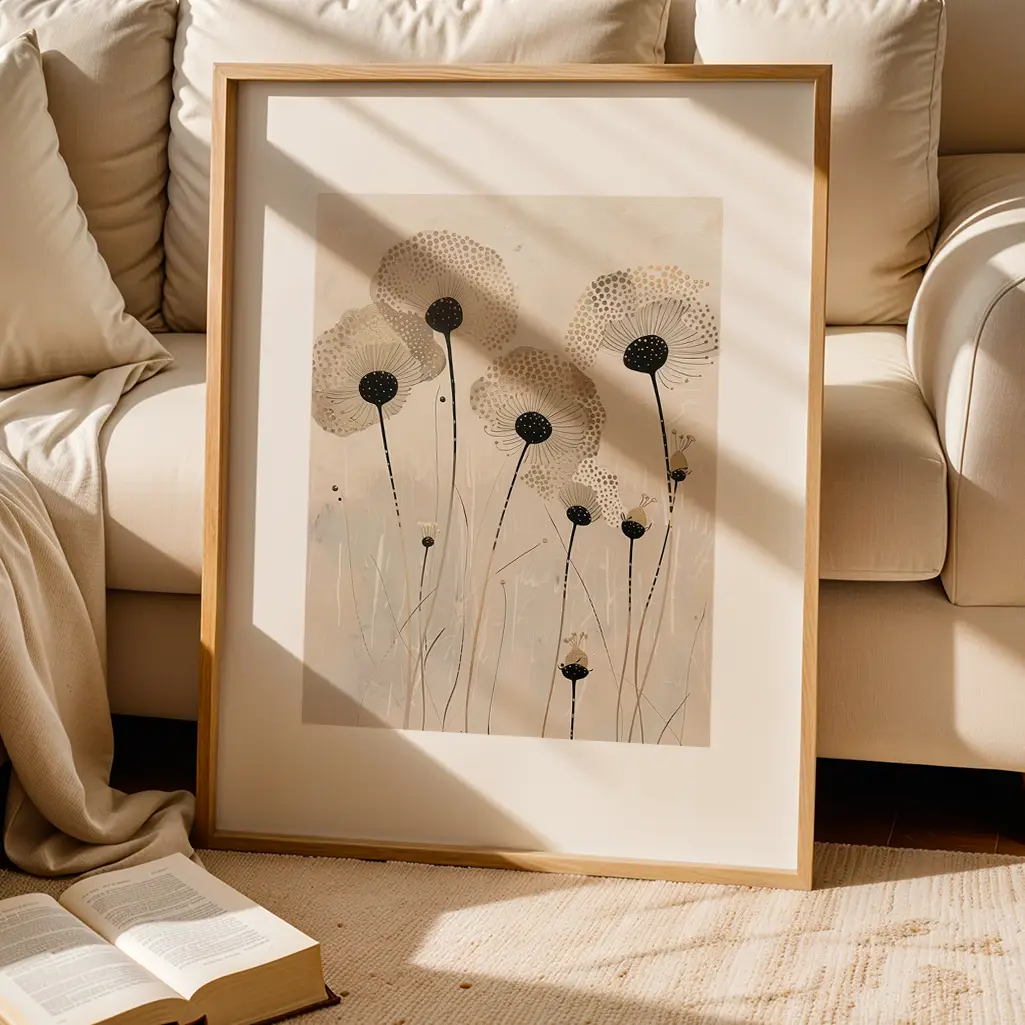 Dandelion Seeds Whispers Botanical Print — Botanical zen art print poster