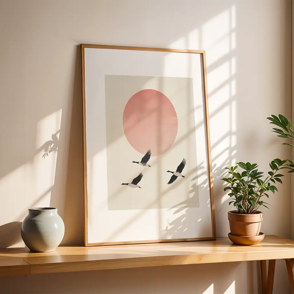 Soaring Dawn Pastel Print — Japandi zen art print poster