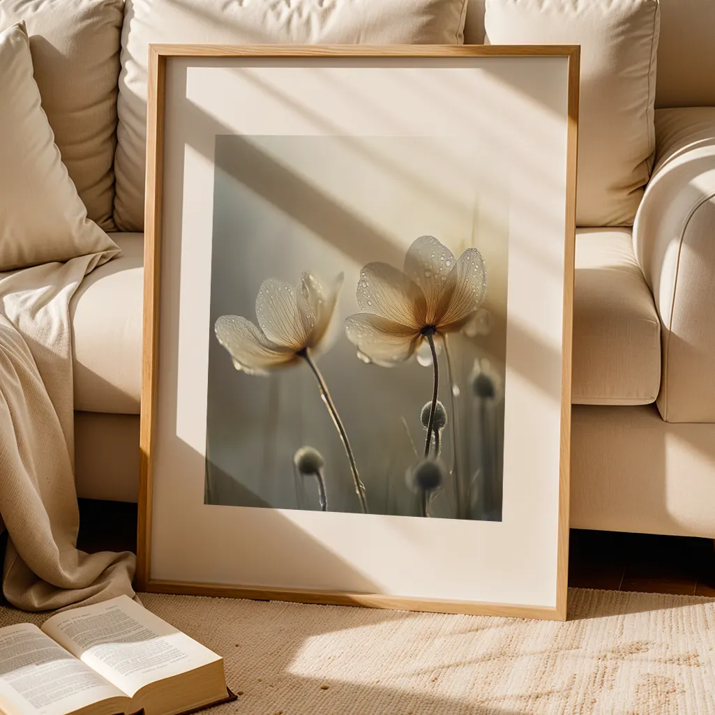 Dew-kissed Anemones Botanical Print — Botanical zen art print poster