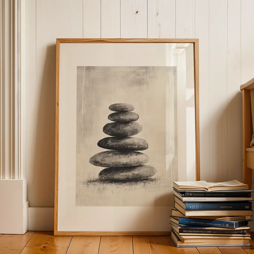 Stone Whisper Wabi-Sabi Print — Wabi-Sabi zen art print poster