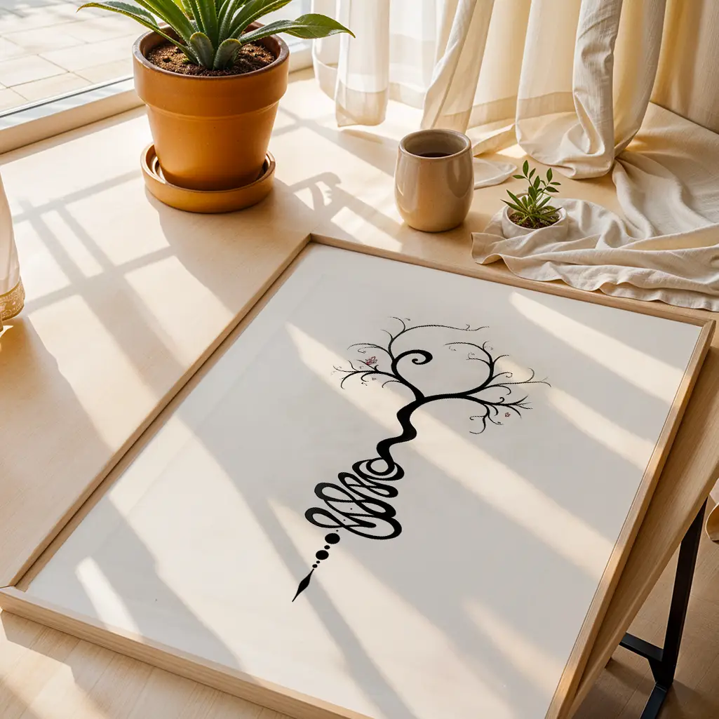 Roots of Awakening Unalome Print — Unalome zen art print poster