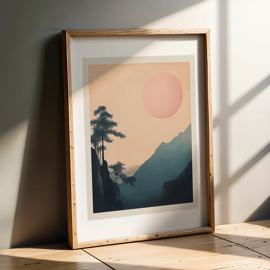 Crimson Mood Japandi Print — Japandi zen art print poster