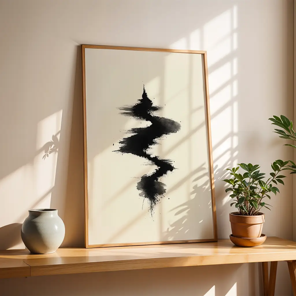 Echoes of the Riverbed Unalome Print — Unalome zen art print poster