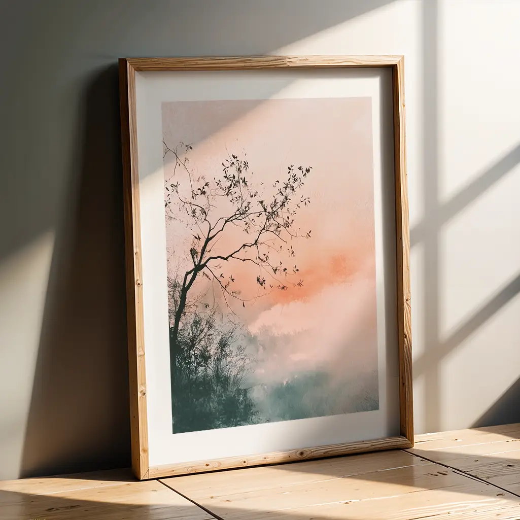 Misty Twigs Pastel Print — Pastel zen art print poster