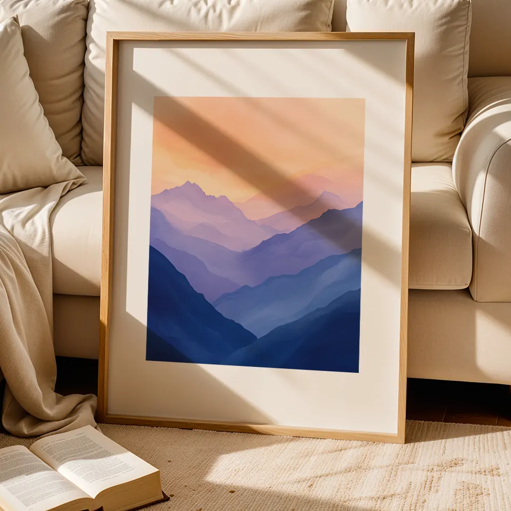 Misty Mountain Pastel Print — Pastel zen art print poster