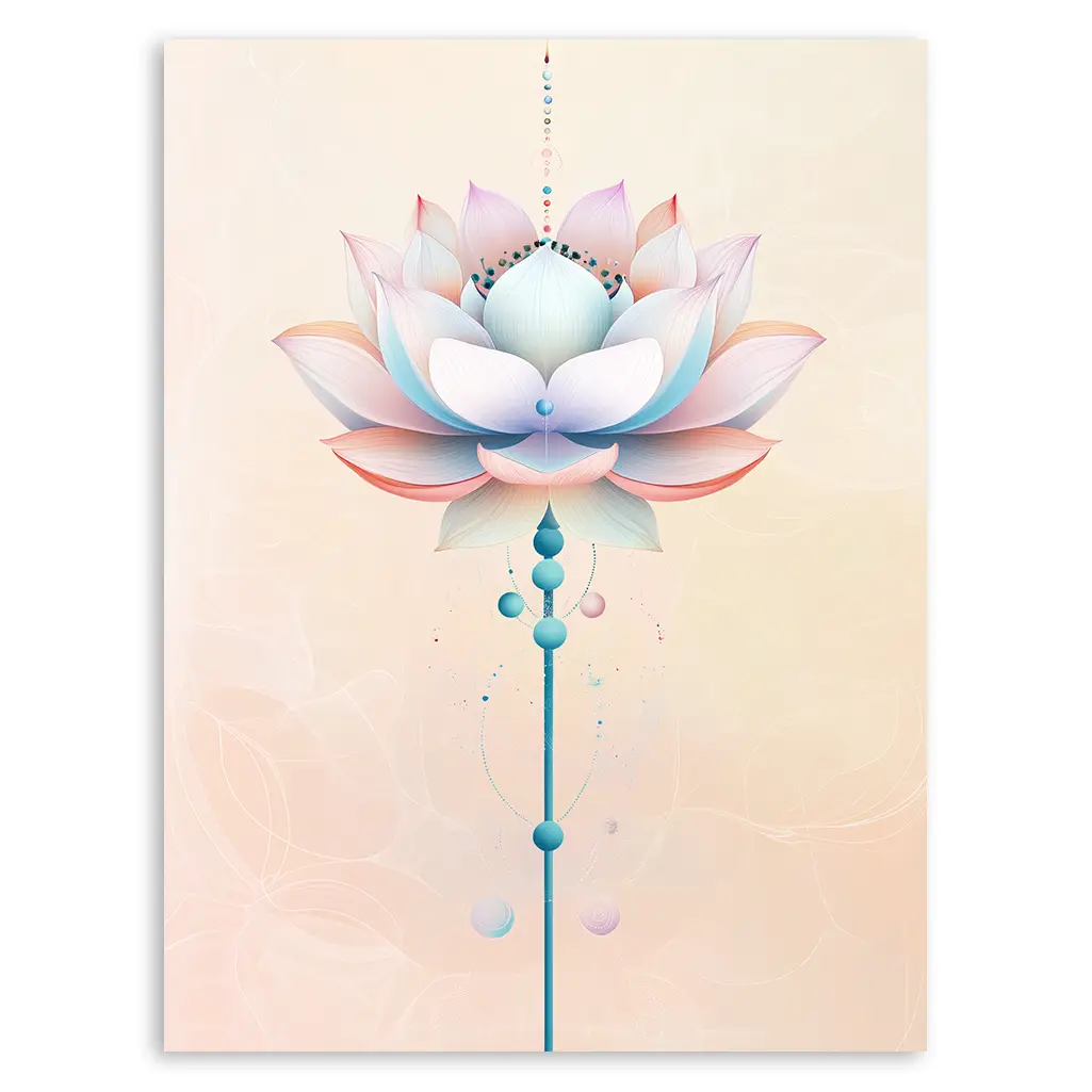 Close-up of the ethereal lotus artwork against a soft, gradient background.